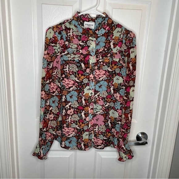 FRNCH Paris Aida Nudie Floral Print Blouse M/L - Picture 1 of 13